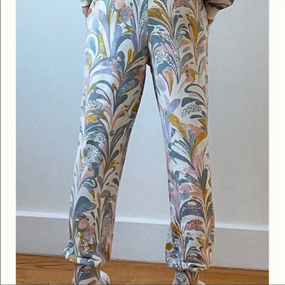 Anthropologie Floral Joggers 1X Saturday Sunday Pastel Colors - Picture 3 of 10